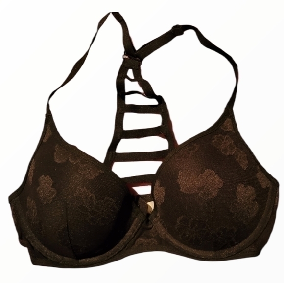 Victoria's Secret Black Floral Lace Lightly Lined Cage Back Bralette - Picture 1 of 4